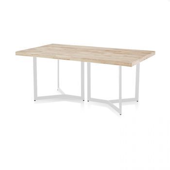 Mesa De Comedor Fija Con Patas Metálicas 180x100 Cm Jokul Blanco - Roble 180 X 76 X 100 Cm