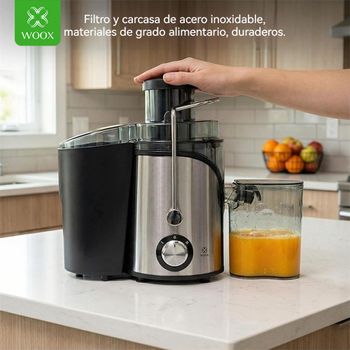 Exprimidor eléctrico centrífugo de 600W de potencia actualizada,boquilla antigoteo de 65mm de ancho,fácil inserción de frutas y verduras,protección segura contra sobrecalentamiento,máquina de