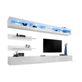 Conjunto De Muebles Colgantes Con Leds Colección Fly. Color Blanco.