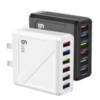 lyk-885 cargador usb de 15w 31a 6 puertos 6usb-a adaptador de carga rapida de pared con enchufe eu y enchufe us para ip