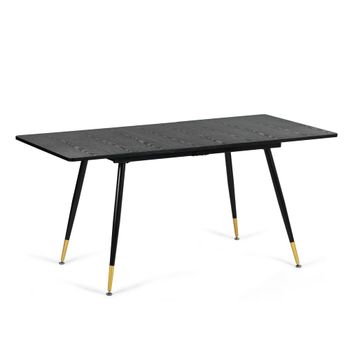 Mesa de comedor extensible negra imitación madera 120-160