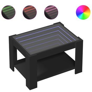 Mesa De Centro Con Led Madera De Ingeniería Negro 73x53x45 Cm Vidaxl