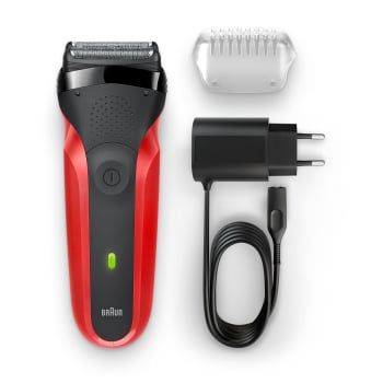 Afeitadora para Barba Braun Serie3 300, Uso en Seco, Cabezal de Corte Triple, Cuchillas SensoFoil