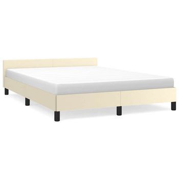 Estructura De Cama Con Cabecero Sin Colchón Crema 140x200 Cm Vidaxl