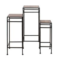 set de 3 soportes cuadrados para decoracion - mesas auxiliares de metal - ideal para recibidor y dormitorio - madera oscura