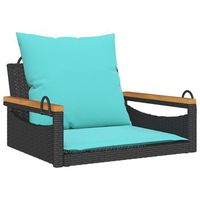 banco columpio con cojines ratan sintetico negro 63x62x40 cm vidaxl
