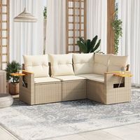 conjunto de sofas jardin con cojines 4 uds  mueble jardin mesa y sillas ratan sintetico beige cfw618947