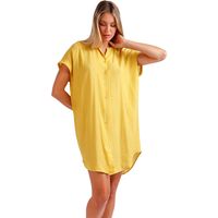 admas vestido tunica de playa manga corta con botones fluido para mujer