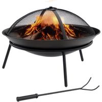 outsunny brasero de exterior con tapa y atizador pozo de fuego de metal para terraza patio jardin o47x33 cm negro   aosom espana