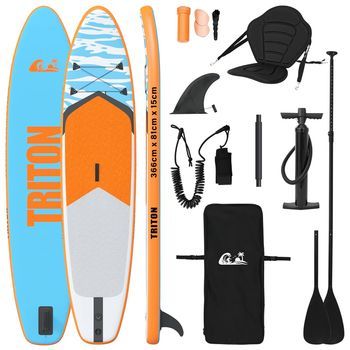 Tabla Sup Con Asiento 2-en-1 Triton 366 X 81 X 15 Cm Azul Para Vidaxl