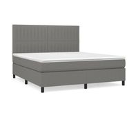 cama box spring con colchon tela gris oscuro 160x200 cm rayas verticales