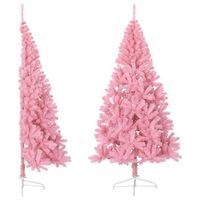 medio arbol de navidad artificial con soporte pvc rosa 240 cm vidaxl