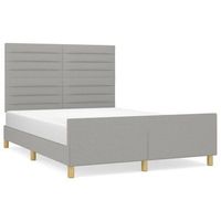 cama doble  cama para adultos  estructura de cama con cabecero de tela gris claro 140x190 cm
