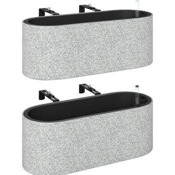 Outsunny Set de 2 macetas colgantes macetero con sistema de drenaje orificio gancho 42 x 16 x 15 cm Gris claro   Aosom España