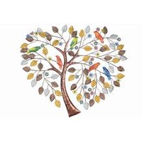 decoracion de pared de arbol en forma de corazon - metal pintado con pajaros de colores dec050048