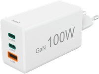 cargador para portatil - hama 00125140 universal 2xusb-c 1xusb-a 100w 220v enchufe europeo blanco