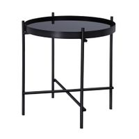 mesa auxiliar lateral houston o43x45cm redonda cristal y metal negro