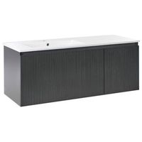 mueble de bano suspendido con lavabo de madera sintetica con almacenaje 120 cm negro tiete