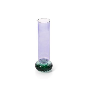 Jarrón de vidrio reciclado en verde y morado 9,8x9,8x19,2cm