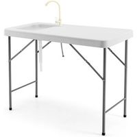 mesa plegable con fregadero grifo tubo de drenaje costway 115 x 59 x 94 cm