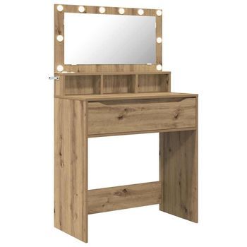Mesas De Tocador | Mesa De Maquillaje De Dormitorio Con Cajón Roble Artesanal