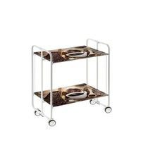 carrito auxiliar con ruedas bahuaus estructura blanca bandejas decoradas
