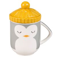 taza con sombrero de pinguino de ceramica