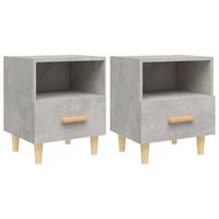 pack 2 uds mesitas de noche  mesa auxiliar  mesilla color gris hormigon 40x35x47 cm