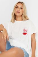 yours camiseta blanca con cereza bordada mujer curvy y tallas grandes yours