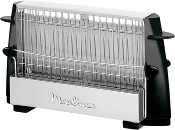 Tostadora - Moulinex A15453, Capacidad para hasta 4 rebanadas, Estructura de acero inoxidable, Todo tipo pan, Negro
