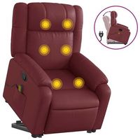 sillon reclinable de masaje  sillon de salon  silla de pie cuero artificial rojo tinto