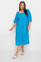 yours vestido azul con bordados y botones de adorno mujer curvy y tallas grandes yours
