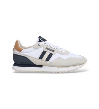 Pepe Jeans para hombre. PMS400025 Zapatillas de Piel Aiden Tape blanco (42), Plano, Cordones, Casual