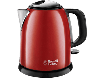 Hervidor de agua - Russell Hobbs Mini ColourPlus 24992-70, 1 l, Base 360º, Apagado automático, Rojo