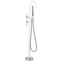 grifo de bano mono mando de laton blanco con plateado con ducha de mano banera independiente moderno tugela