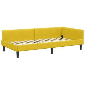 Estructura De Cama Esquinera Con Cabecera Amarillo 90 X 190 Cm