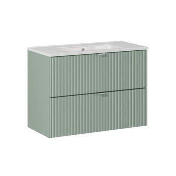 Mueble lavabo individual encastrado paneles de melamina y de mdf verde