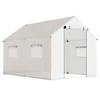 outsunny invernadero de tunel 2x3x2 m con 4 ventanas de malla y puerta con cremallera invernadero de huerto para jardin blanco