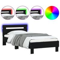 cama individual  cama para adultos  estructura de cama con cabecero y luces led negro 75x190 cm