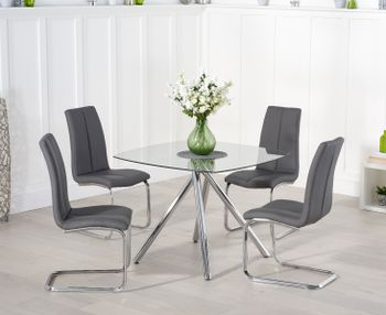 Elva 100cm Glass Dining Table with Tarin Chairs