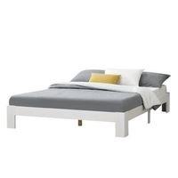 cama de pino raisio - 160 x 200 cm - cama doble - cama de matrimonio - con somier - capacidad de carga 200 kg - blanco lacado mate encasa