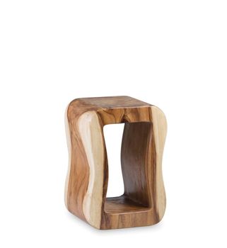 Taburete rectangular de madera marrón