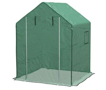 Outsunny plástico invernadero, 140x143x190 cm, cubierta de repuesto para invernadero de polietileno con ventana, puerta enrollable, anti-uv, para huerto, plantas, agricultura, jardín, verde