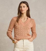 lauren ralph lauren para mujer 200888795012 jersey de criquet en punto de ochos coral l casual algodon manga larga