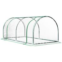outsunny invernadero caseta tunel para jardin terraza cultivo de plantas y semillas con marco de acero y cubierta pvc transparente   aosom espana
