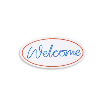Iluminación Led Decorativa De Plástico Welcome Rojo Azul 29x58x2 Cm