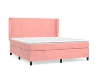 cama box spring con colchon terciopelo rosa 160x200 cm diseno plano