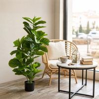 arbol de ficus artificial de peva metal o15x110 cm-homcom verde