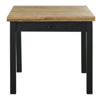 mesa de comedor extensible de mango macizo y metal negro de 90 a 180 cm