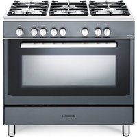 kenwood ck306sl 90 cm dual fuel range cooker - slate grey  chrome grey